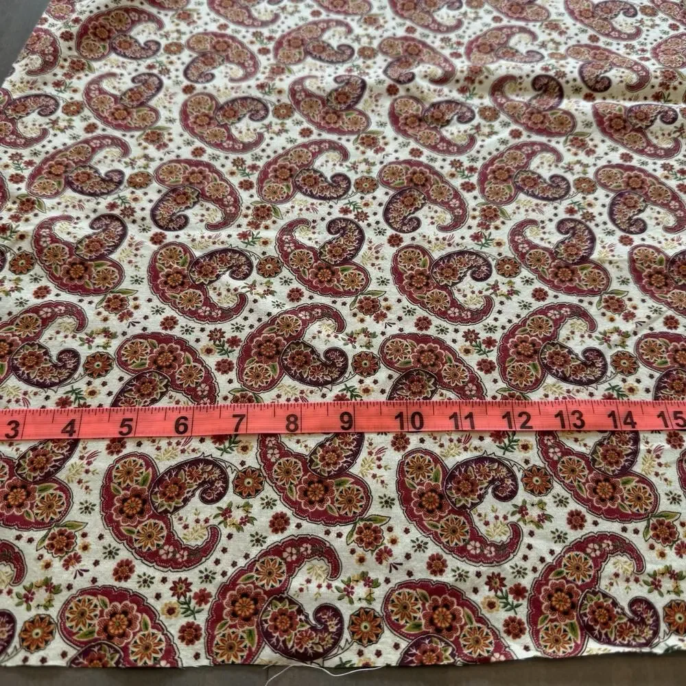 Paisley Floral Fabric Unbranded Orange Red Burgandy 42